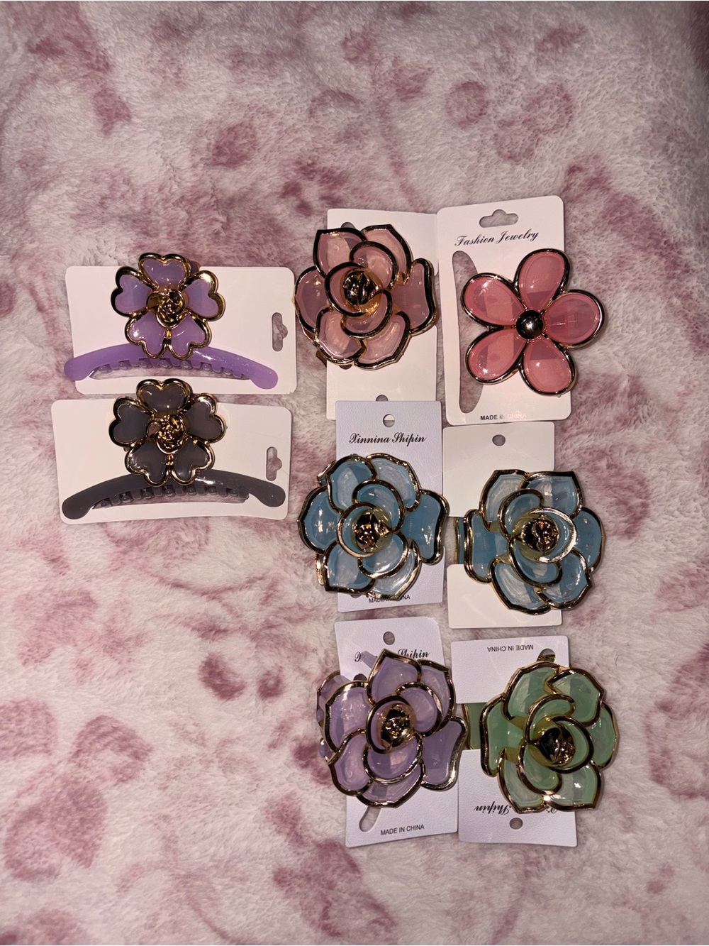 Floral Enamel Hair Clip - Pink, Lavender, Blue, Green